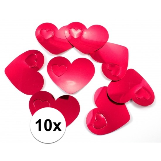 10 gekleurde mega confetti rode hartjes