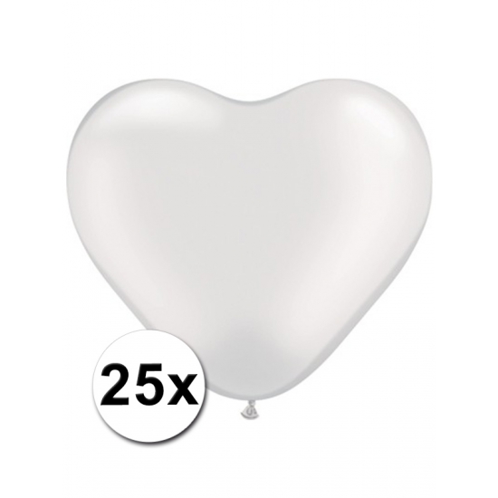 25 Witte harten ballonnen 15 cm