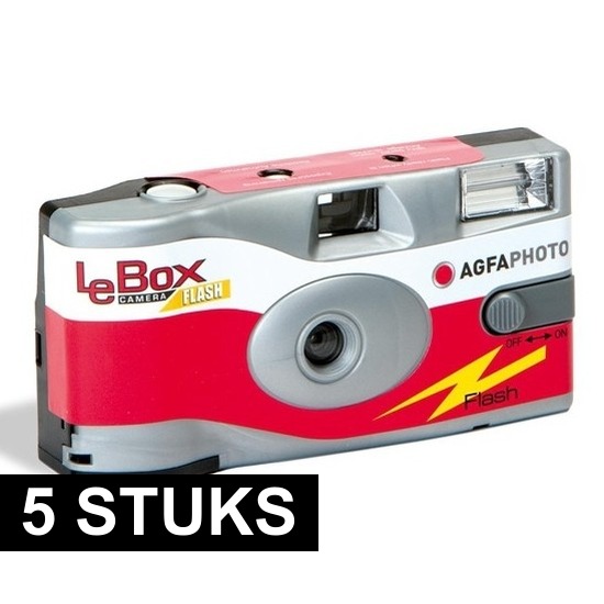 5x Wegwerp AgfaPhoto LeBox 400 camera met flitser