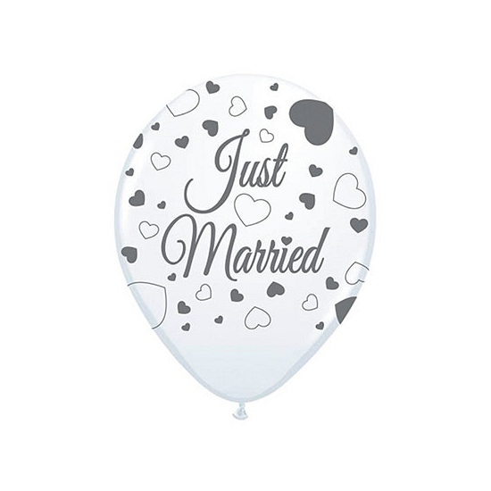 8x stuks Just Married bruiloft thema versiering ballonnen