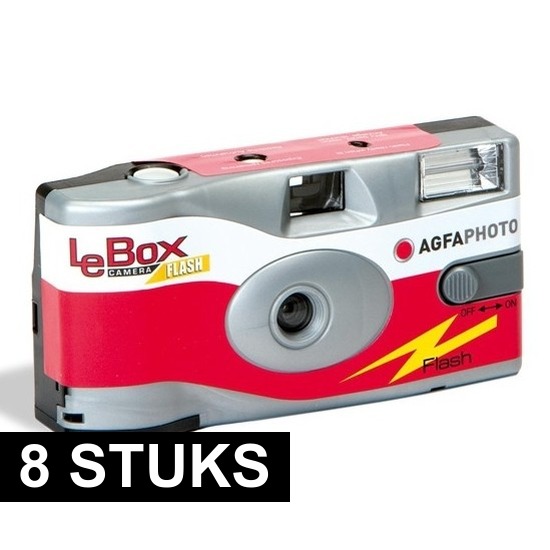 8x Wegwerp AgfaPhoto LeBox 400 camera met flitser