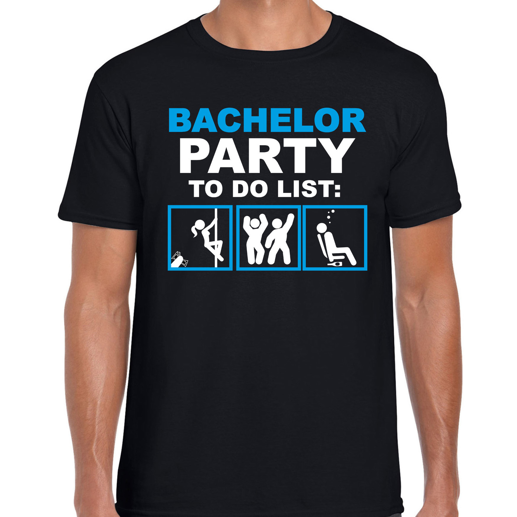 Bachelor party to do list vrijgezellen feest t-shirt zwart heren