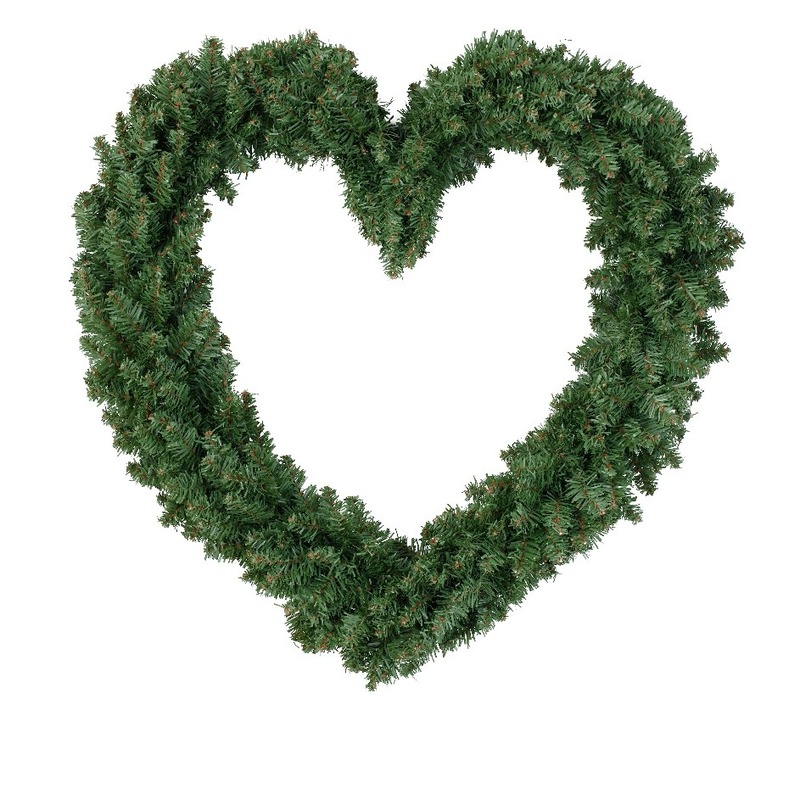 Bruiloft versiering deurkrans hart groen 50 cm