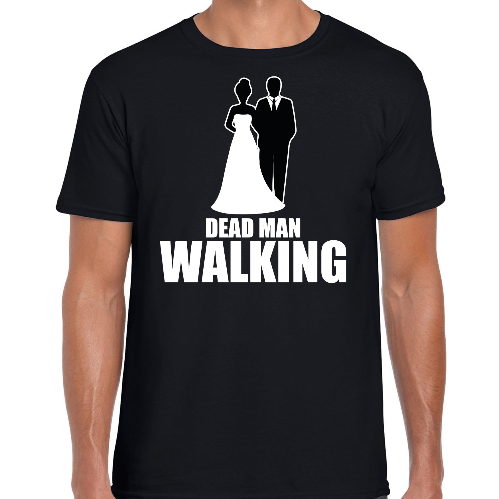 Dead man walking vrijgezellen feest t-shirt zwart heren