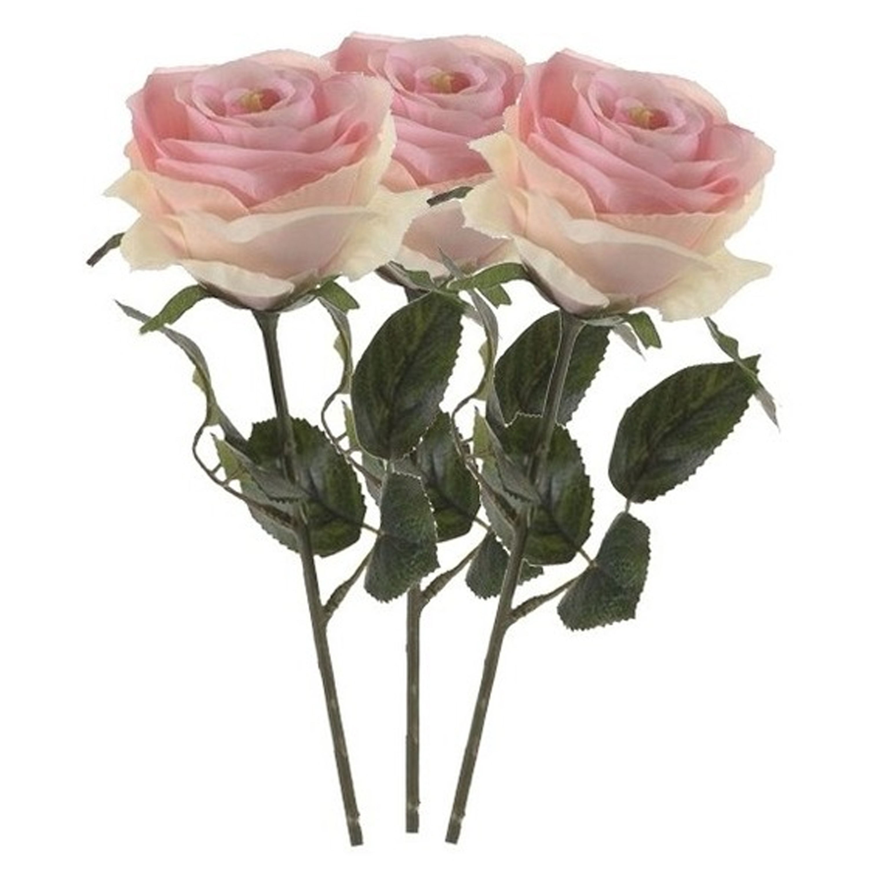 Kunstbloem roos Simone - licht roze - 45 cm - decoratie bloemen