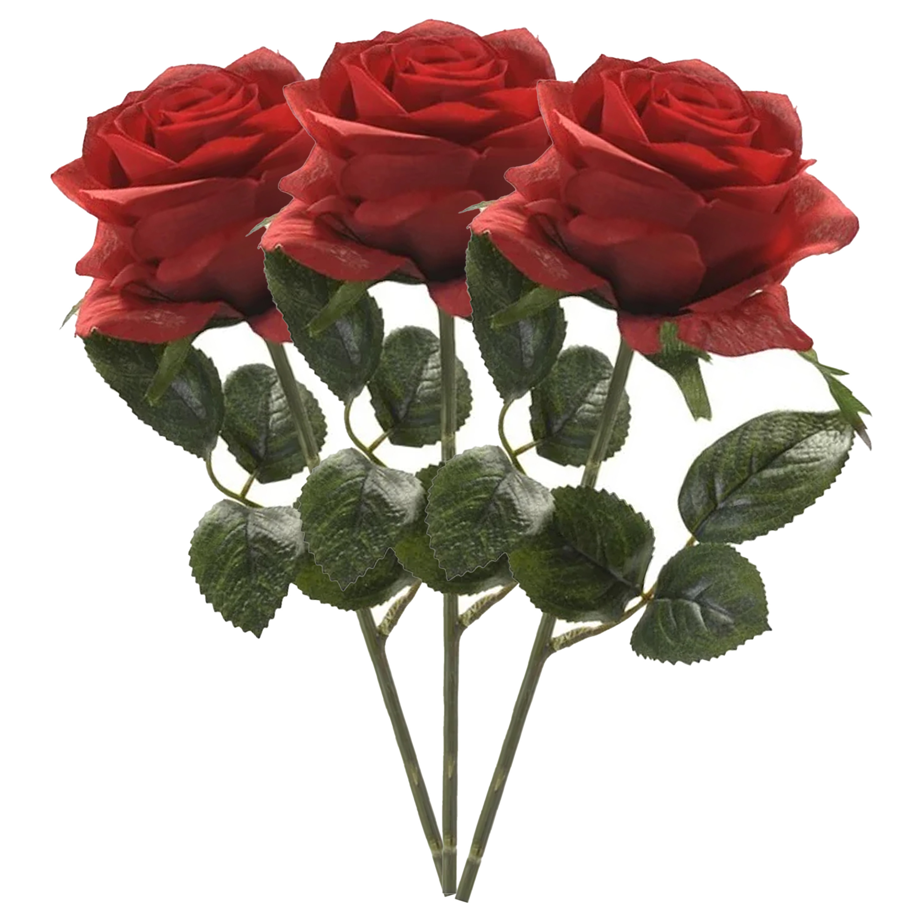 Kunstbloem roos Simone - rood - 45 cm - decoratie bloemen