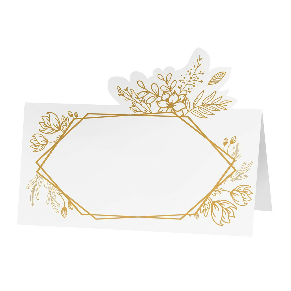 Naamkaartjes-plaatskaartjes 6x Bruiloft-verjaardag wit-goud 8 x 6 cm