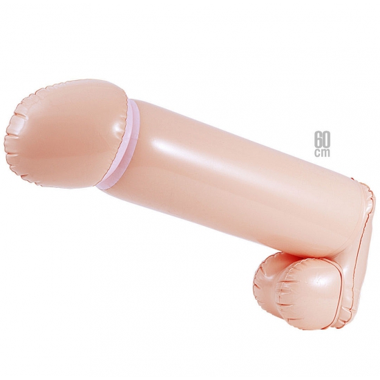 Opblaasbare penis-piemel extra lang 60 cm vrijgezellenfeest met aansluiting