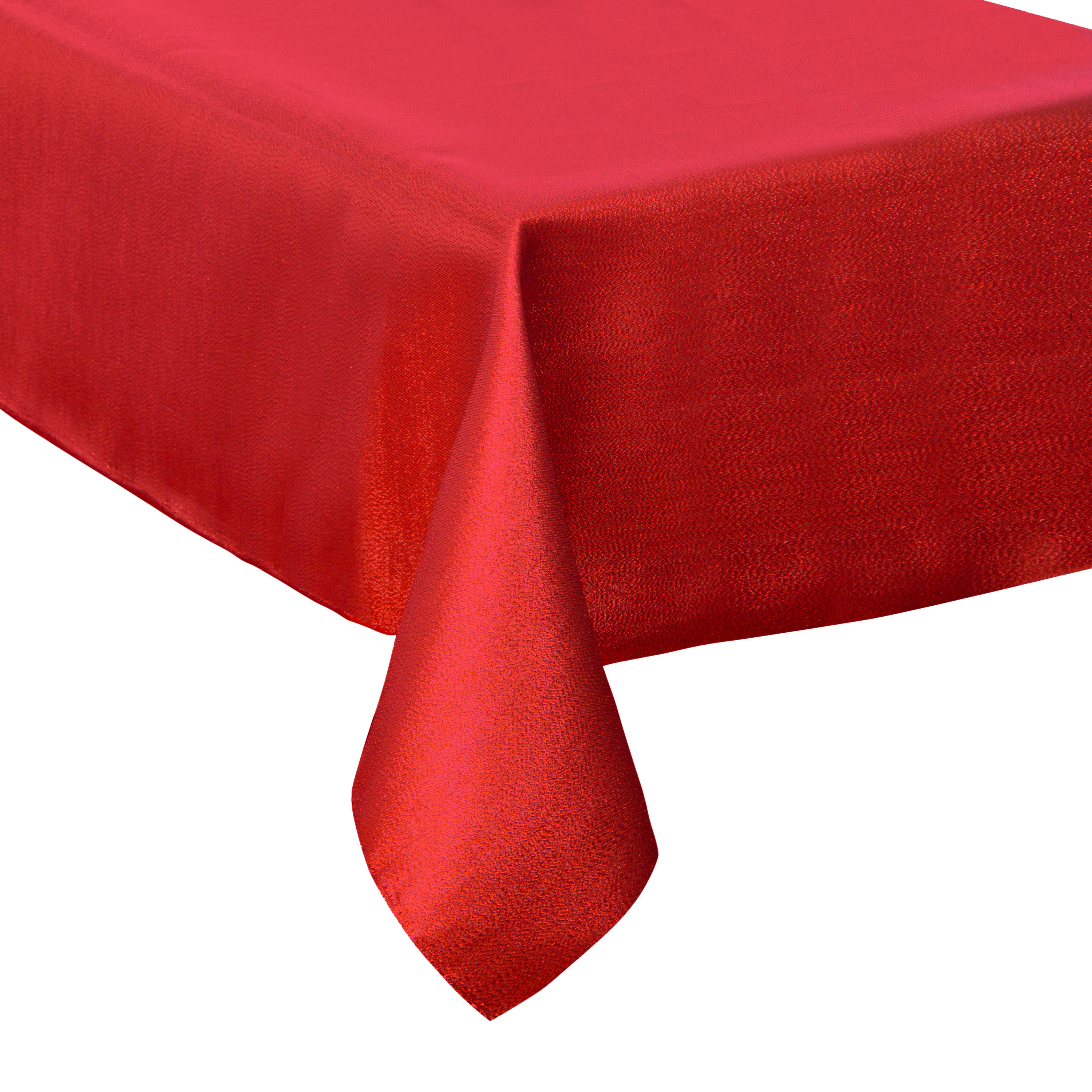 Tafelkleed/tafellaken rood sparkling effect van polyester formaat 140 x 240 cm