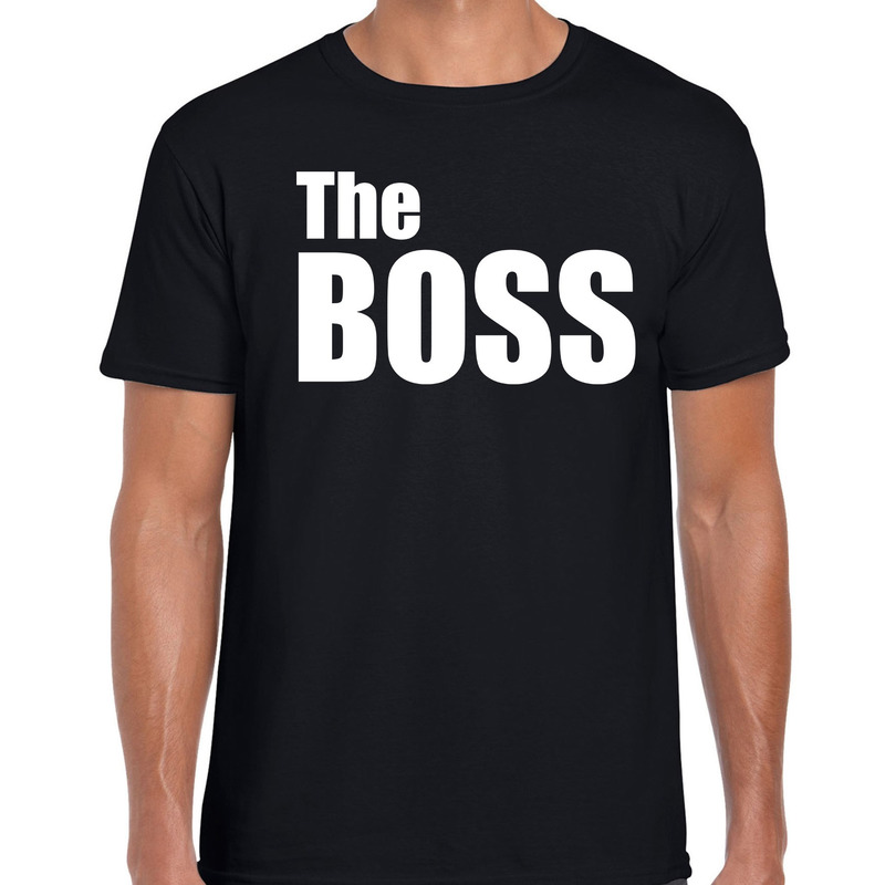 The boss t-shirt zwart met witte letters voor heren
