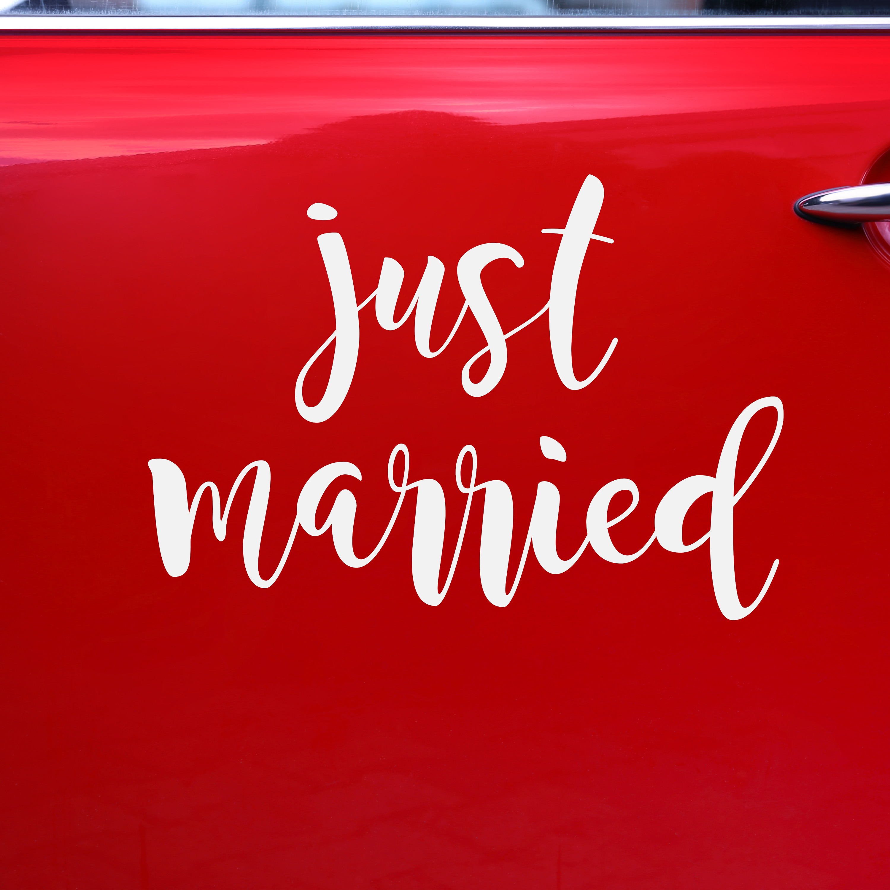 Trouwauto decoratie sticker Just Married Bruiloft wit 33 x 45 cm pas getrouwd
