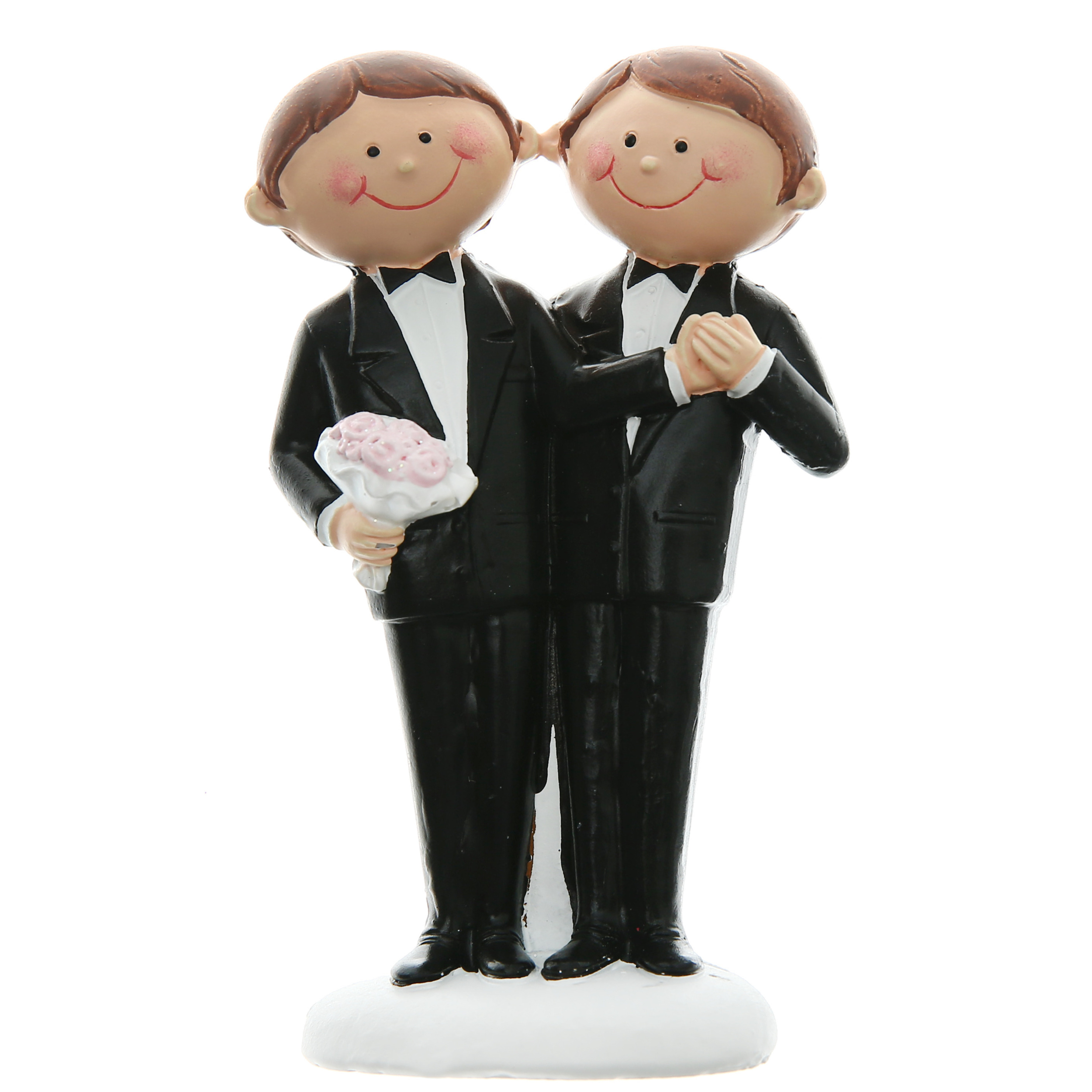 Trouwfiguurtje/caketopper bruidspaar - 2 mannen gay koppel - Bruidstaart figuren - 5 x 10 cm