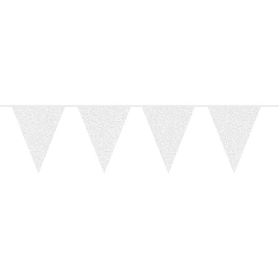 Witte glitter vlaggenlijnen van 10 meter