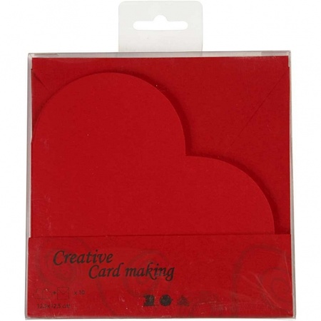Rode hobby kaarten in hartjesvorm 10x