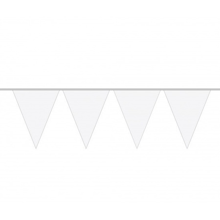 12x stuks Witte vlaggetjes slinger van 10 meter