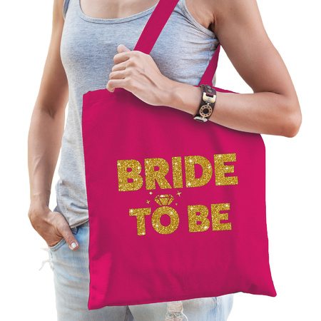 Pakket Vrijgezellenfeest dames tasjes/ goodiebag: 1x Bride to Be roze goud+ 7x Bride Squad roze goud