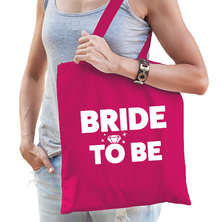 Pakket Vrijgezellenfeest dames tasjes/ goodiebag: 1x Bride to Be roze+ 7x Bride Squad roze