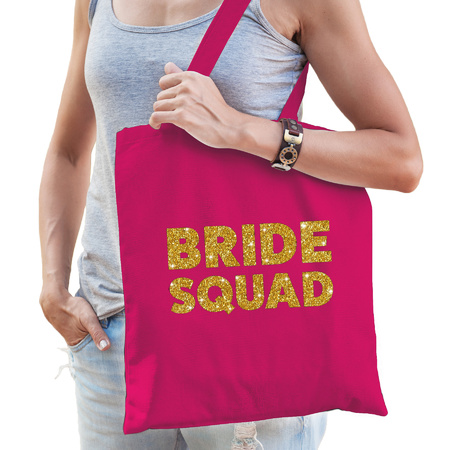 Pakket Vrijgezellenfeest dames tasjes/ goodiebag: 1x Bride to Be roze goud+ 5x Bride Squad roze goud