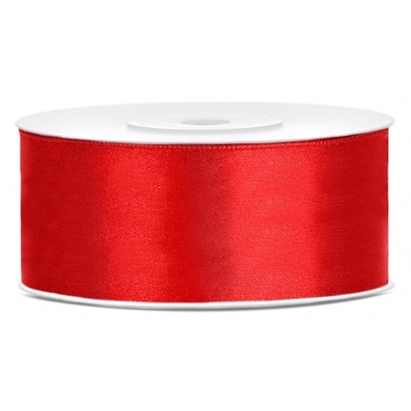 4x rolls satin ribbon - red-white-gold-black 2.5 cm x 25 meters