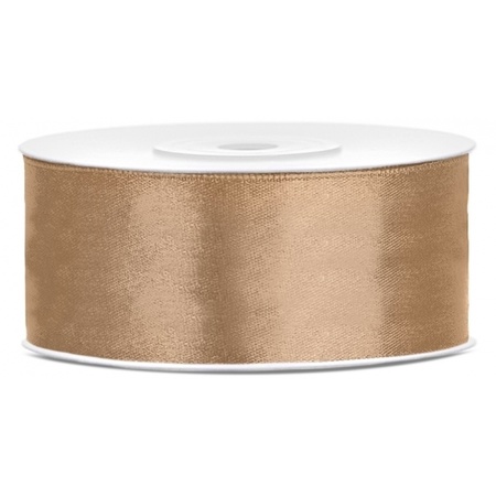 Bellatio decorations 2x rolls satin ribbon 2.5 cm x 25 meter gold and red