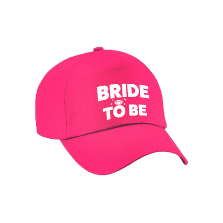 Vrijgezellenfeest dames petjes pakket - 1x Bride to Be roze + 5x Bride Squad roze