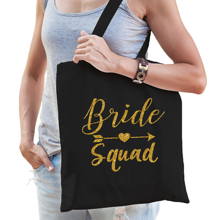 Bachelorette party ladies bags package - 1 x Bride to Be black gold gold + 9x Bride Squad black gold