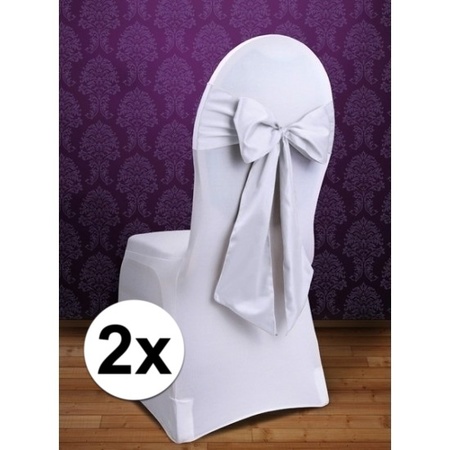 2x Wedding chair decoration sashe white