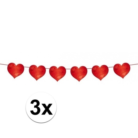 3x Hearts garland 6 meters