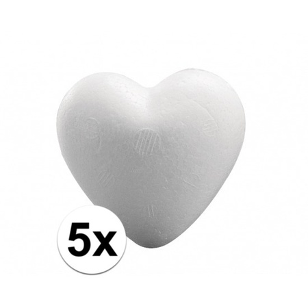 5x Styrofoam hearts 5 cm