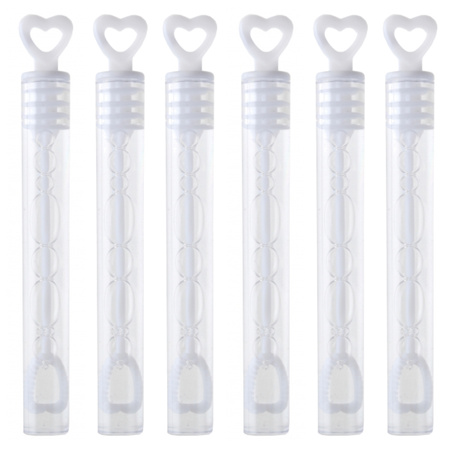6x Wedding bubble blowers tube with heart 1 x 10 cm