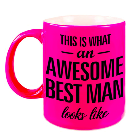 Awesome best man neon pink mug 330 ml