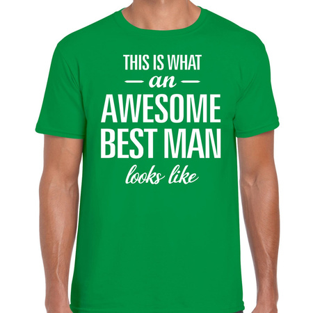 Awesome best man/getuige cadeau t-shirt groen heren