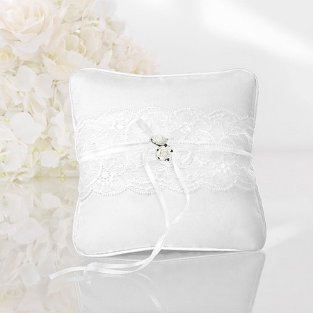 Wedding rings pillow with white roses 16 cm