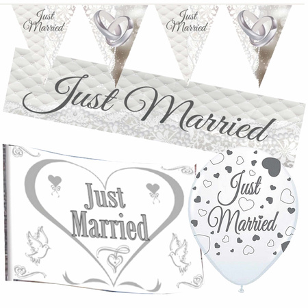 Party articles set Just Married theme 