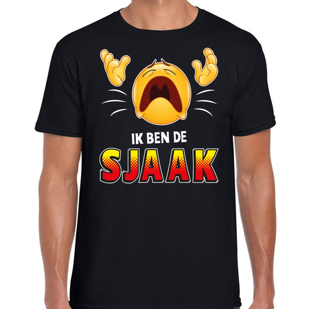 Funny emoticon t-shirt ik ben de Sjaak zwart voor heren