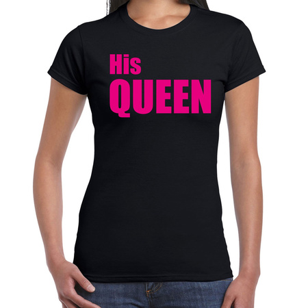 His queen t-shirt black with pink letters for ladies
