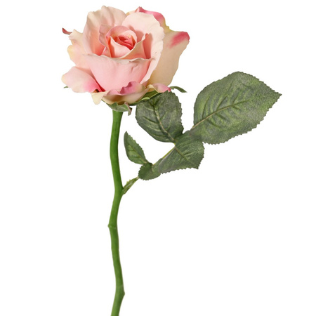 Kunstbloem roos Alice de luxe - roze - 30 cm - kunststof steel - decoratie