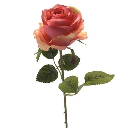 Kunstbloem roos Simone - roze - 45 cm - decoratie bloemen
