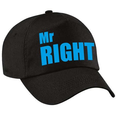 Mr Right pet / cap zwart met blauwe letters heren