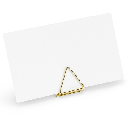 Naamkaart/plaatskaart houders - driehoek - Bruiloft - 10x stuks - goud - 2,3 cm