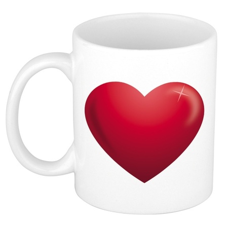 Valentijnsdag cadeau set koffie mok/beker Love hartje met deco strooi hartjes