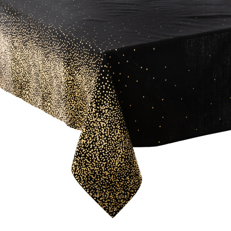 Tablecloth black/gold glitter of polyester/cotton 140 x 240 cm
