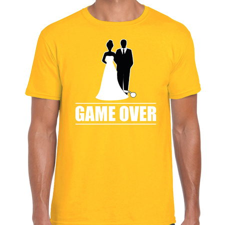 Vrijgezellen feest t-shirt voor heren - Game Over - geel - bachelor party/bruiloft