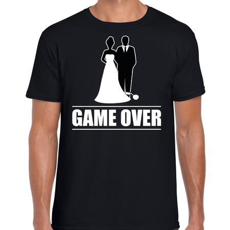 Vrijgezellen feest t-shirt voor heren - Game Over - zwart - bachelor party/bruiloft